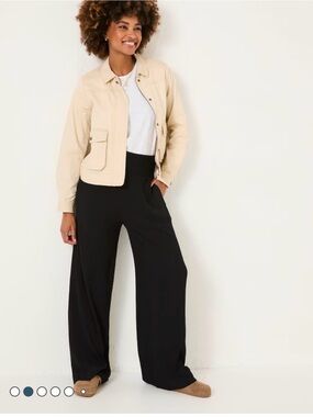 Fat Face Black Wide-Leg Pull-On Trousers